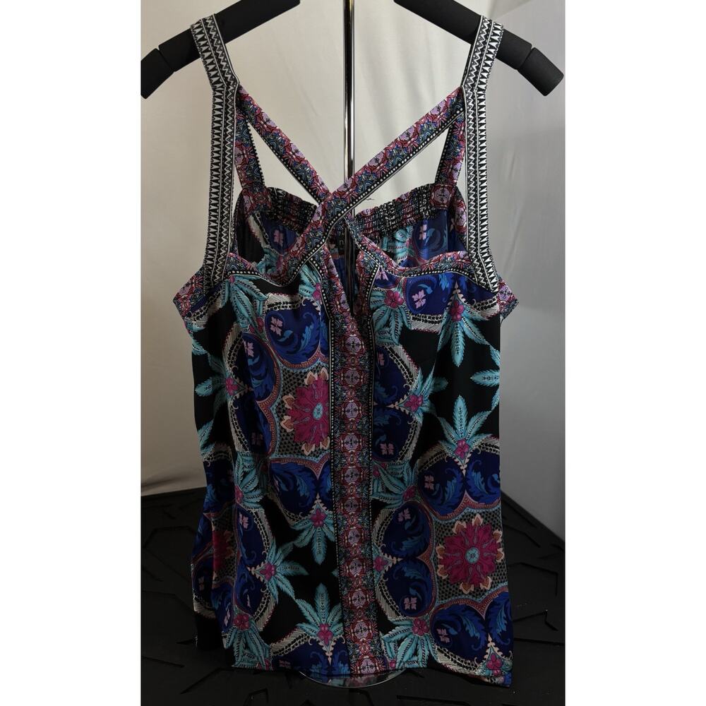 Nicole Miller Tank Top XL Boho Floral Paisley Sleeveless Resort Blouse